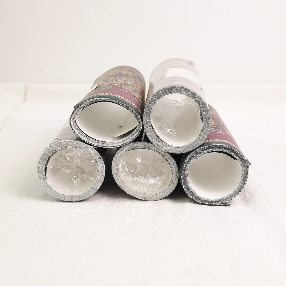 Lot of 5 Vtg DW Wallcovering #278 Floral Paisley Pre-pasted 5" Border Wallpaper